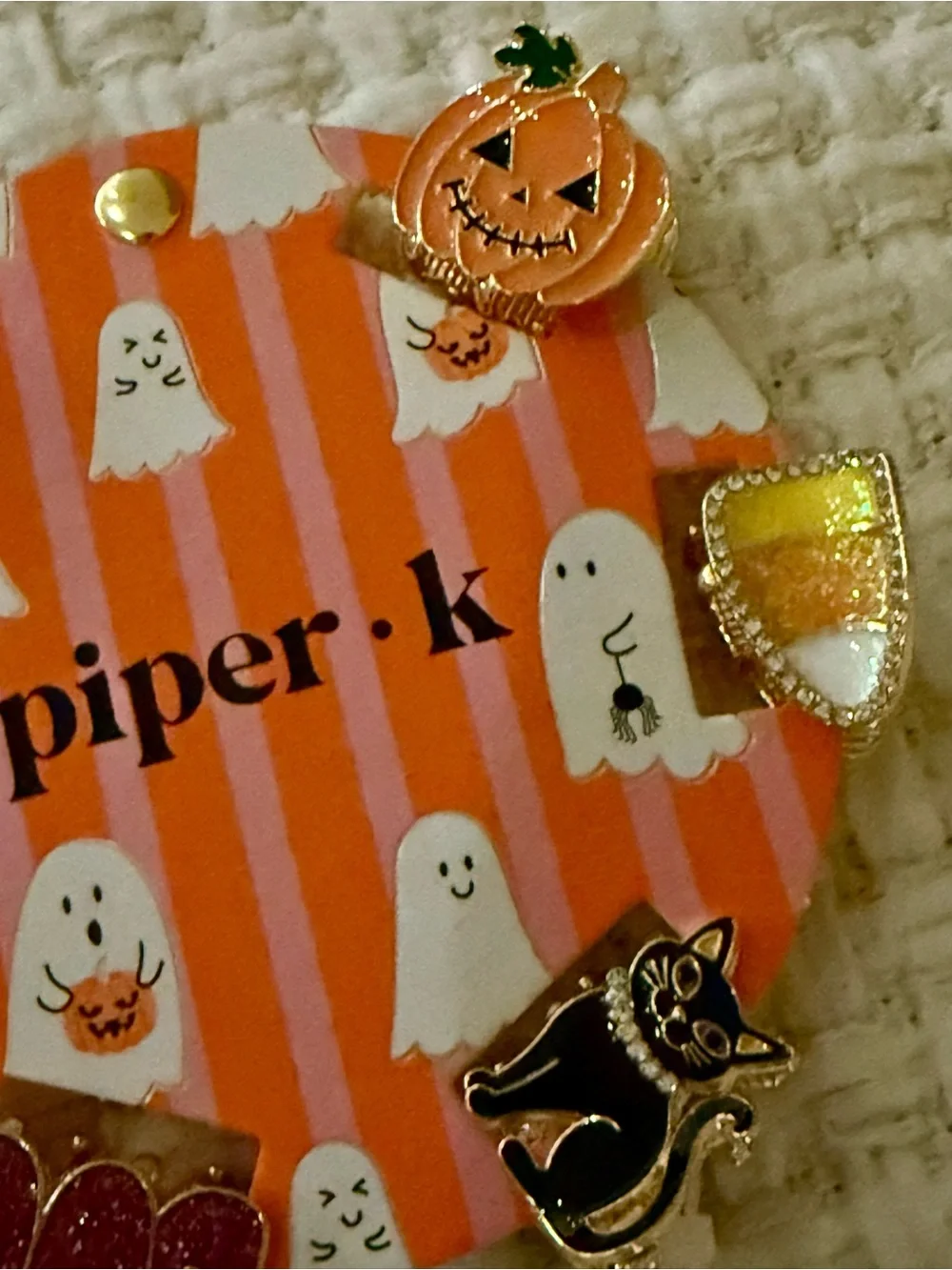 Piper K 🎃👻Halloween Rhinestone Hair Clip Set 6 Orange, Pink, Black, Gold NWT